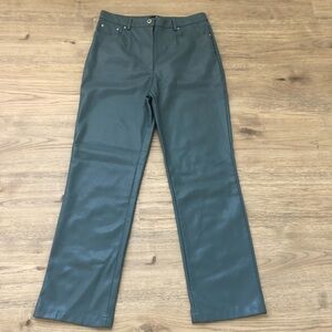 Faux Leather Straight-Leg Pants - Forest Green